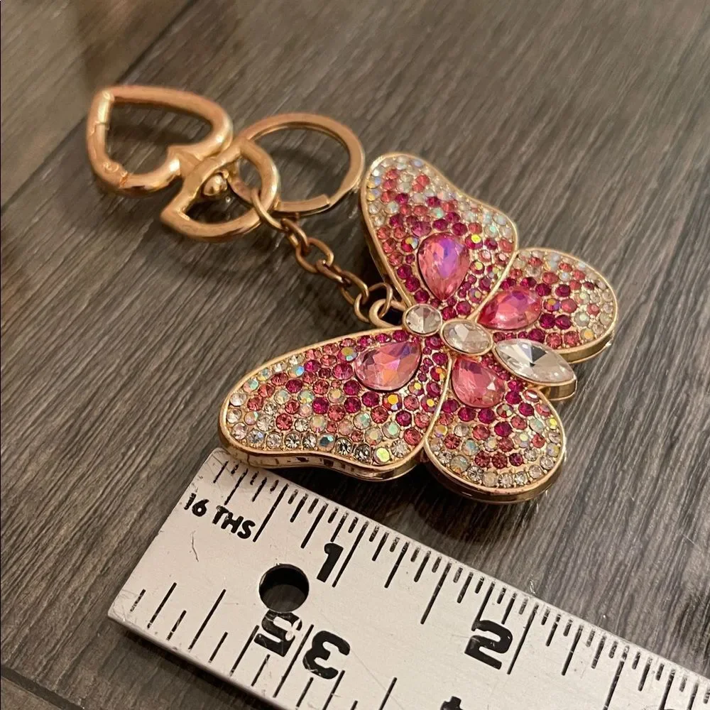 Iron Orchid Studio Rhinestone Butterfly Key Chain Bag Charm Iridescent Gems